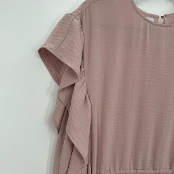 Sabina musayev Ruffled Pink mini Dress Short sleeve tie waist small sundress S - Picture 2 of 7